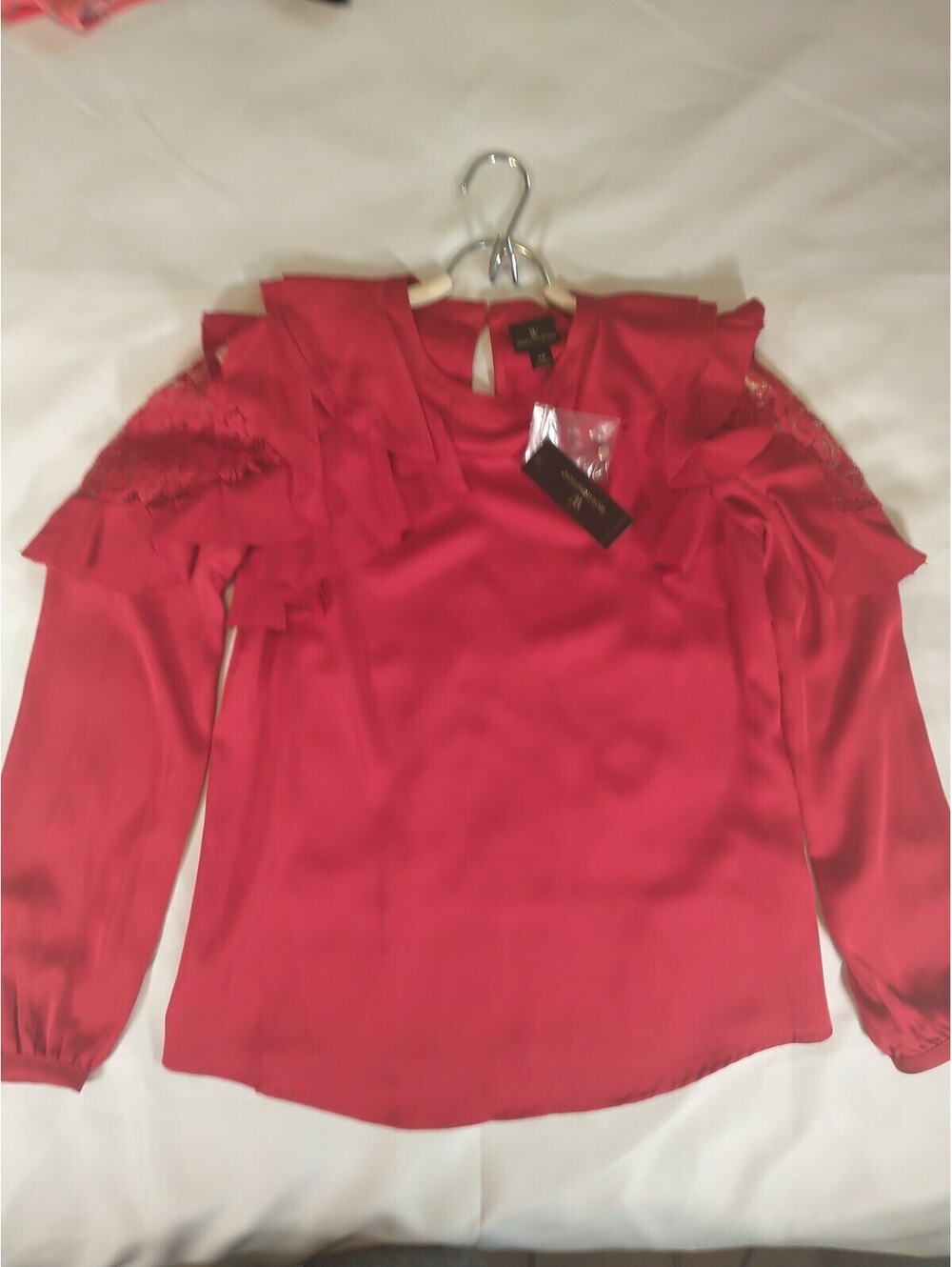 Worthington XS Red Blouse Long  Sleeves